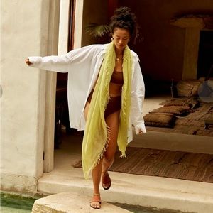 Chan Luu lime green cashmere/silk scarf